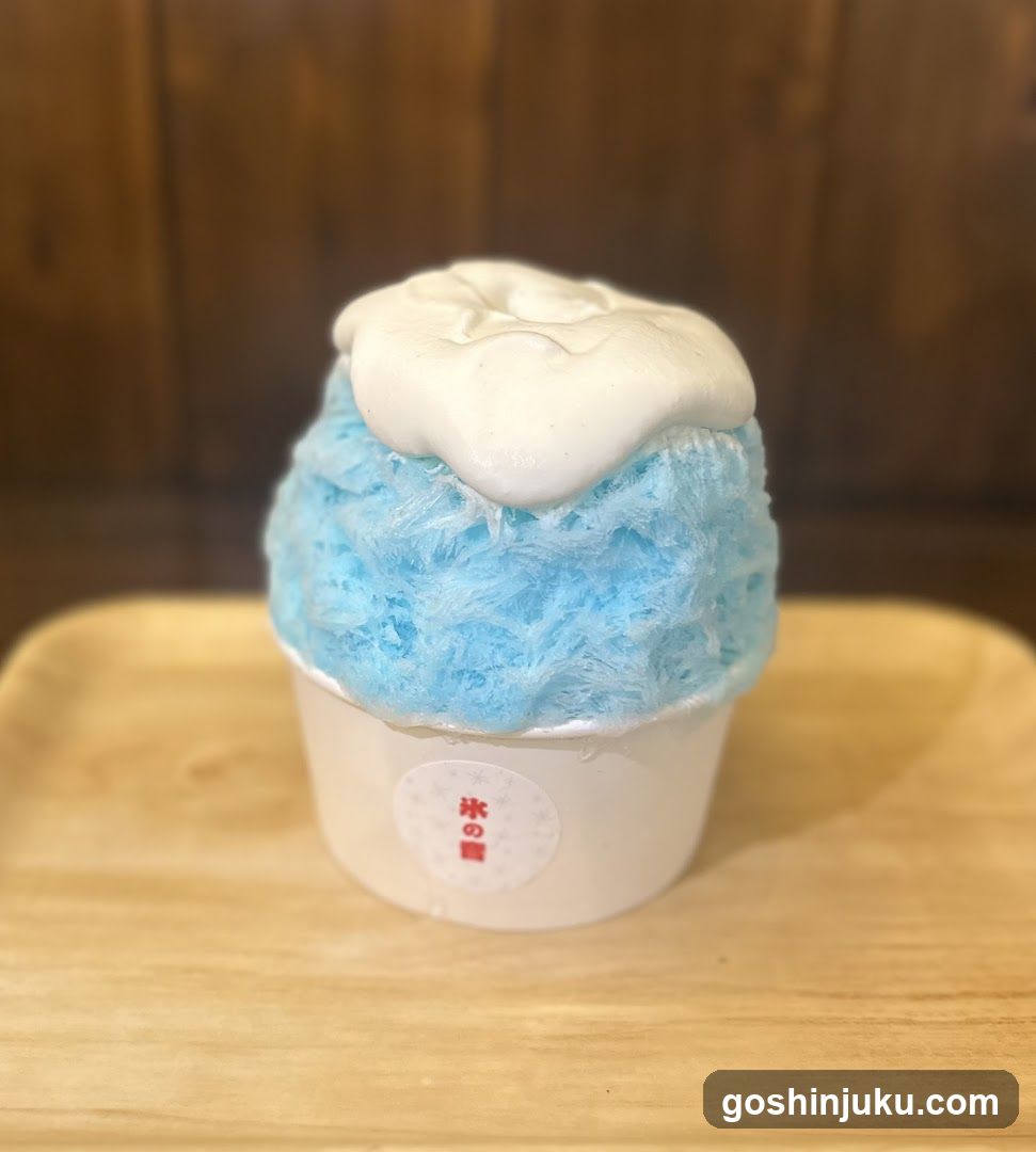 Blue shaved ice dessert