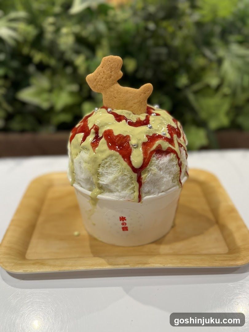 Matcha and Strawberry Shaved Ice Dessert