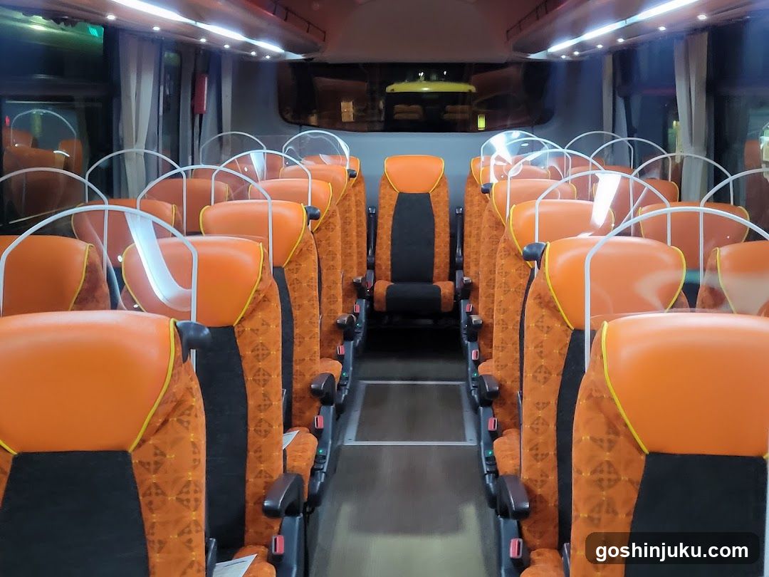 Bus Interior with Orange Seats
