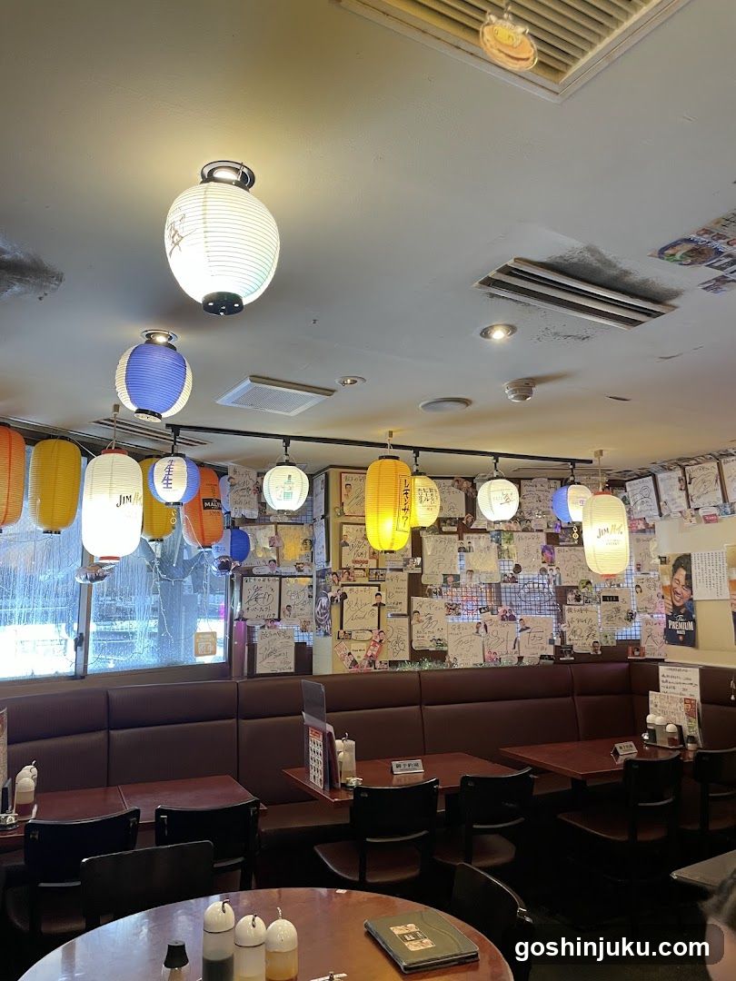 Restaurant Interior with Lanterns and Guest Messages