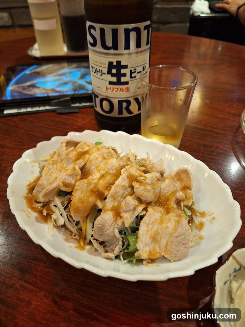 Sake and Salad at a Japanese Restaurant