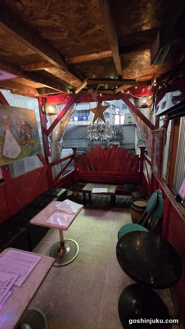 Interior of a rustic-themed bar or lounge