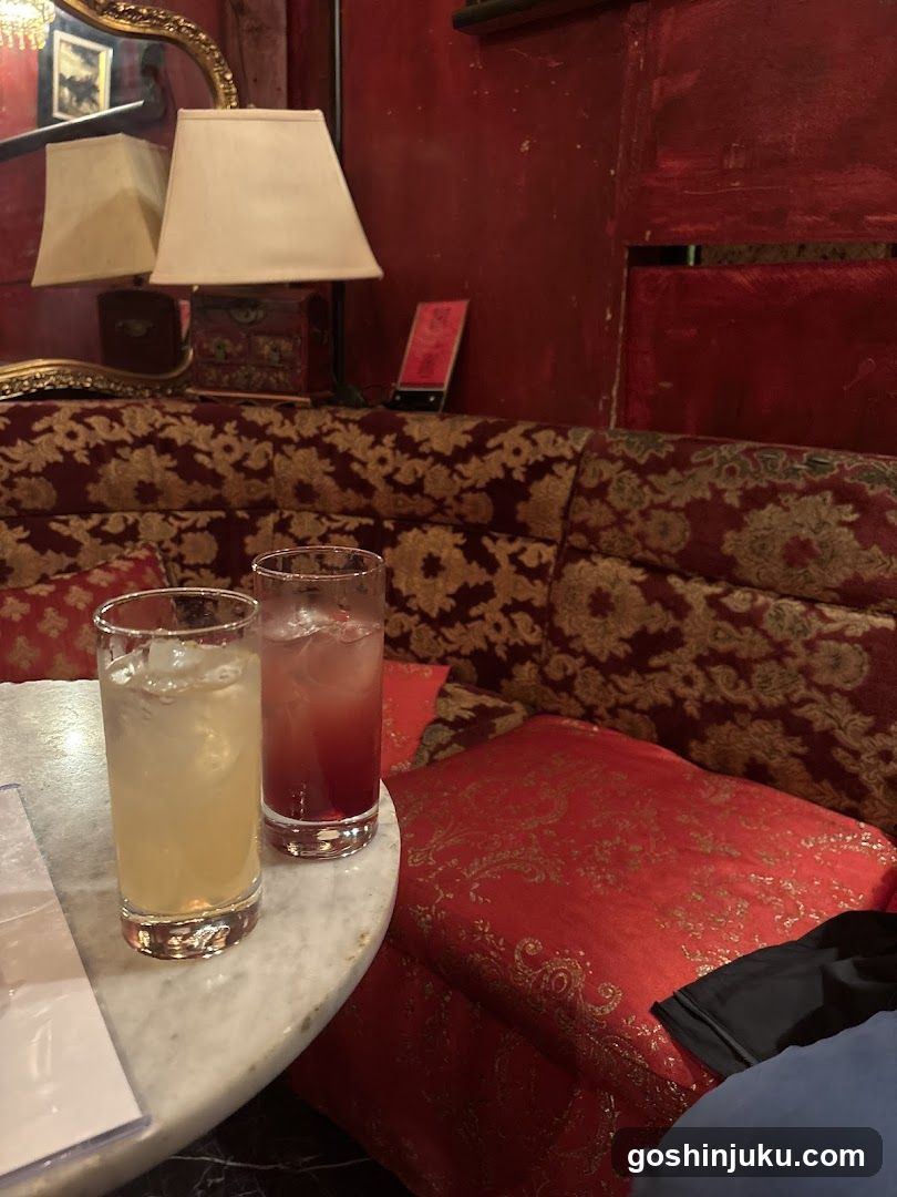 Red Velvet Interior with Drinks