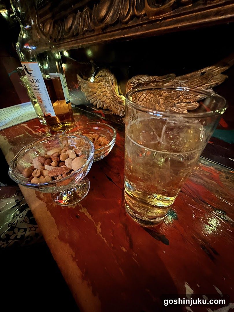 Bar Table with Drink and Nuts