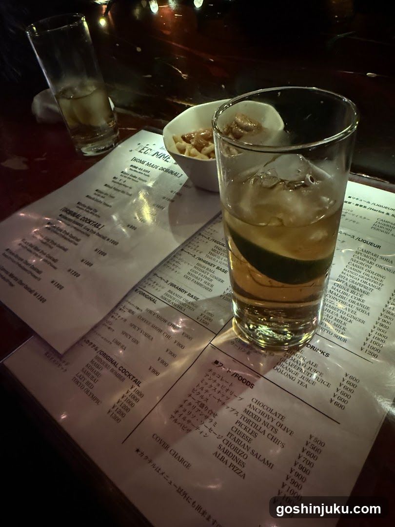 Drinks and Menu at a Bar