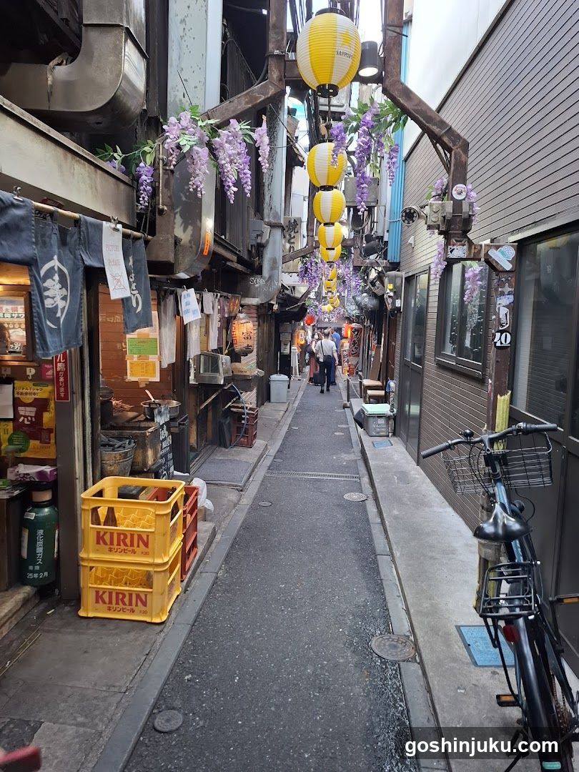Narrow Alleyway with Lanterns and Shops