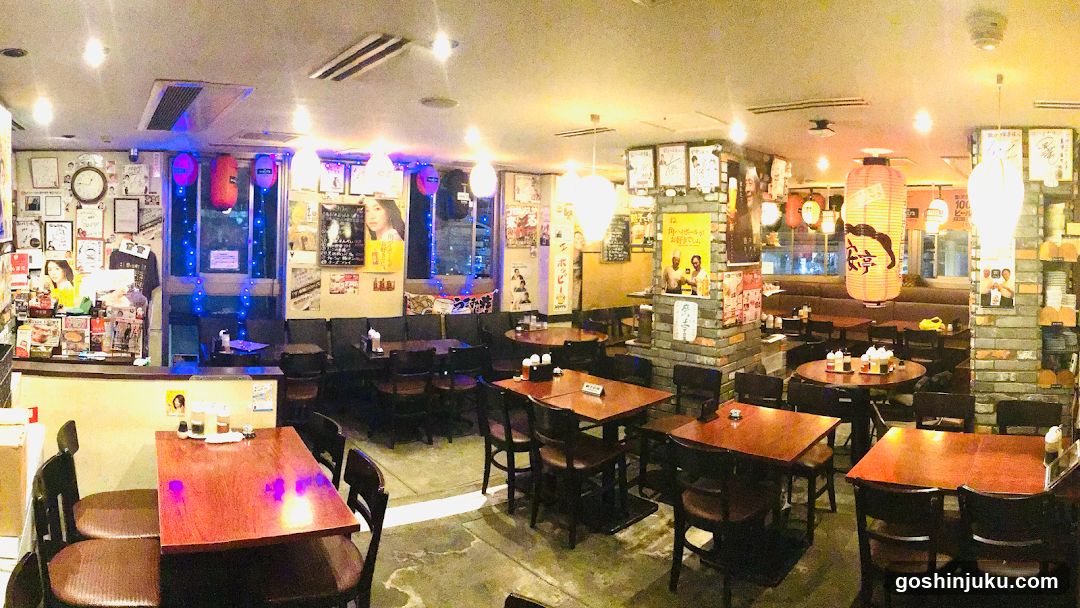 Restaurant Interior with Decorative Pillars and Tables