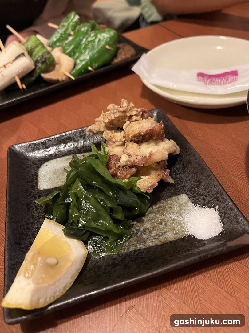 Japanese Food Platter with Fried Meat and Greens