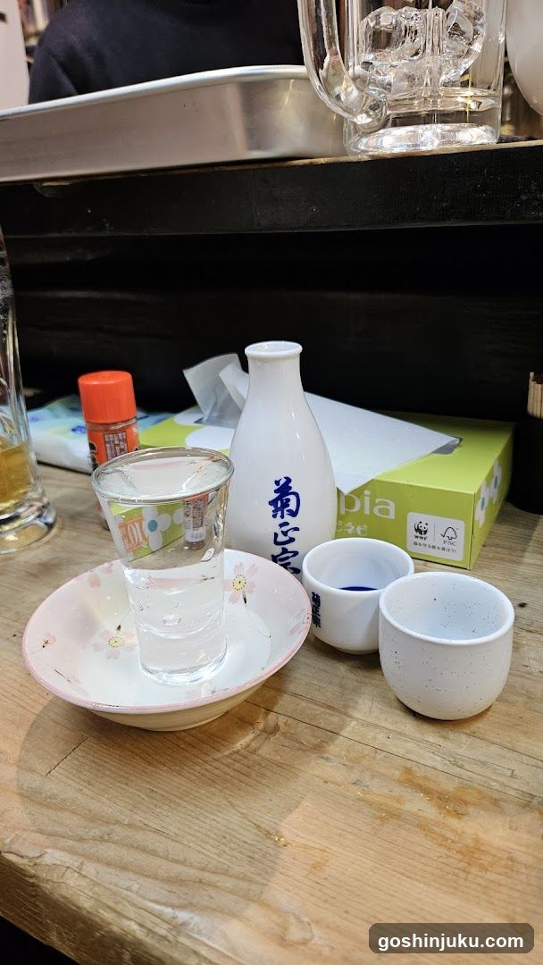 Sake and Water Set on Wooden Table