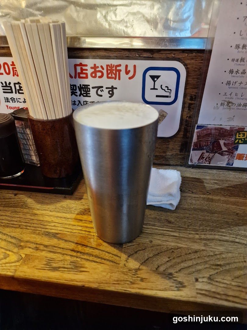 Beverage on wooden counter