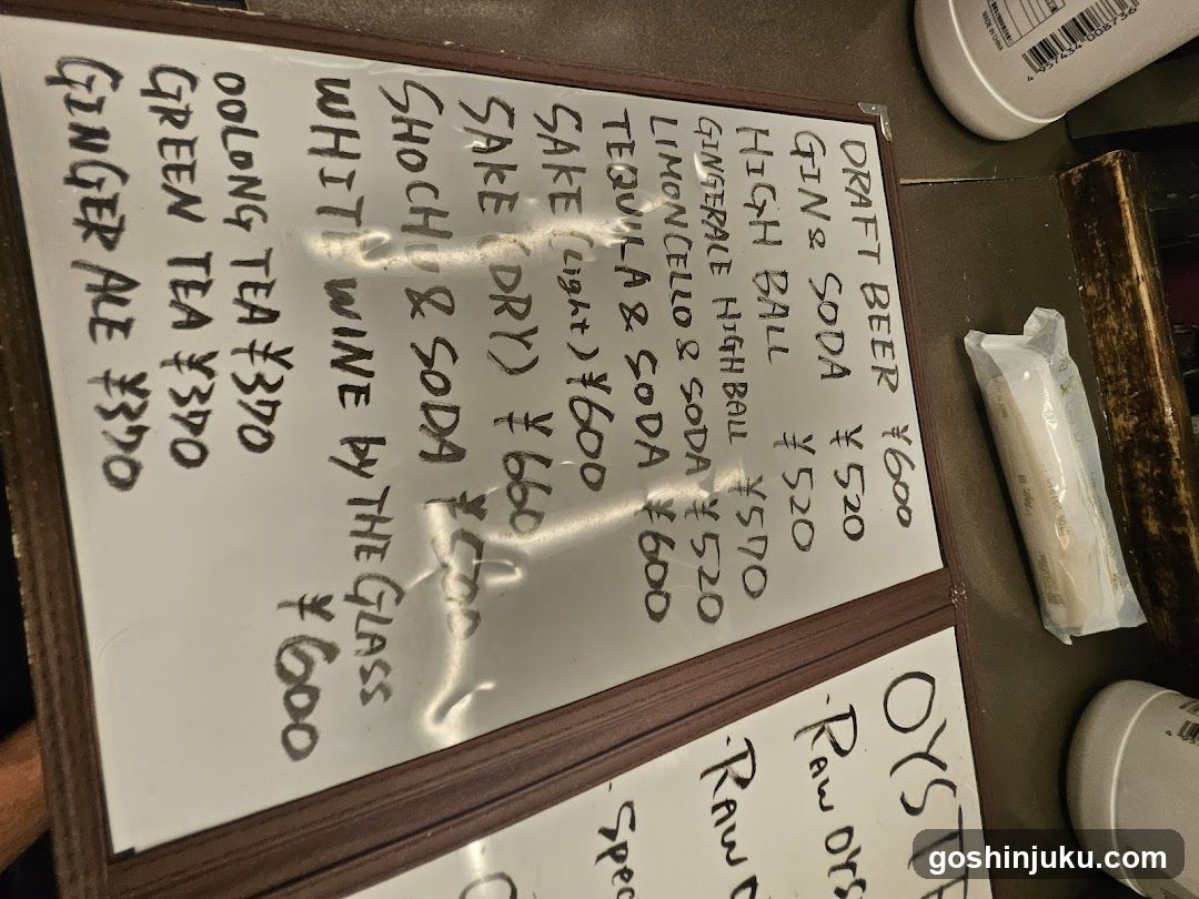 Handwritten Drink Menu Board