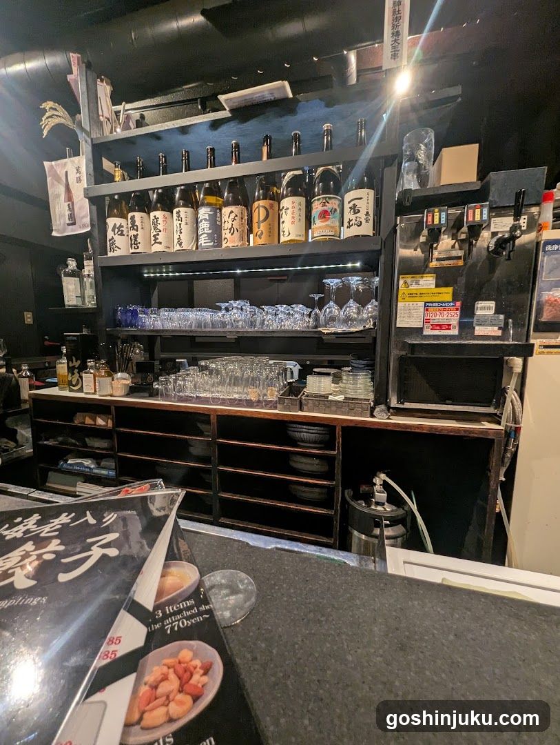 Bar Interior with Shelves and Menu