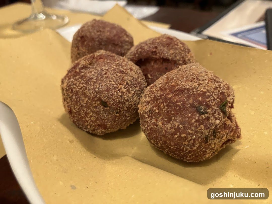 Fried Meatballs on Paper