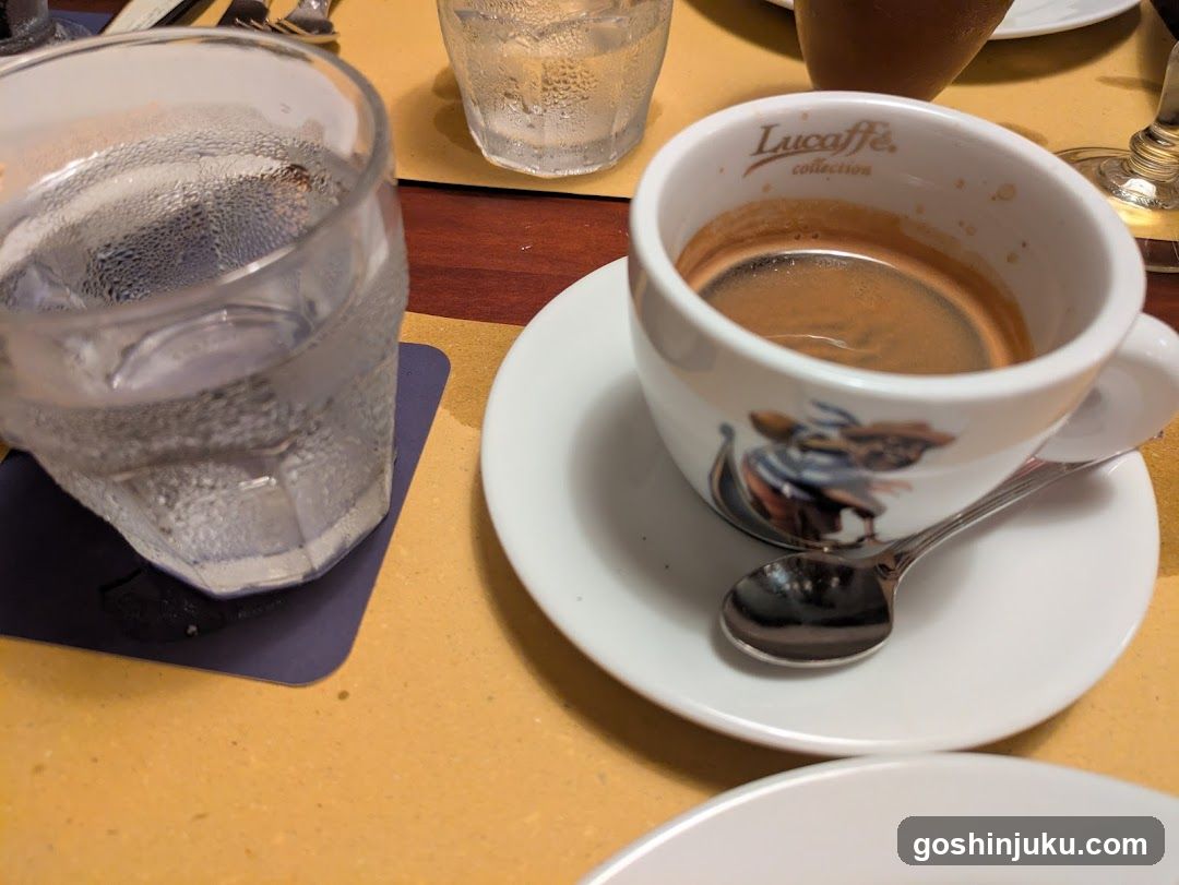 Coffee and Water on Table