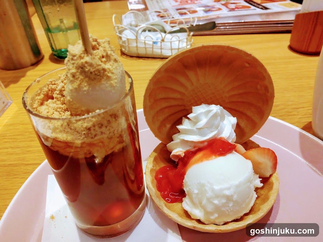 Dessert and Drink on Table