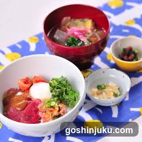 Japanese Meal with Donburi and Side Dishes