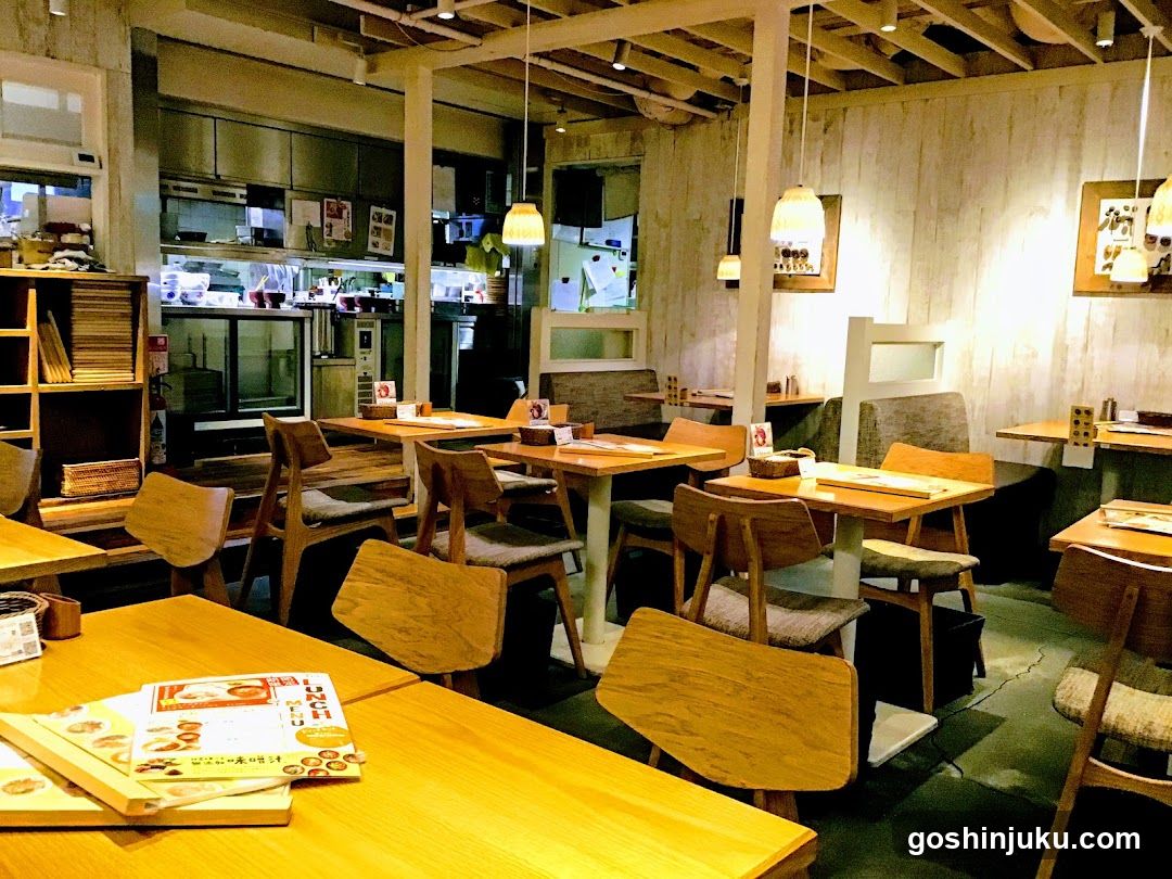 Restaurant Interior with Wooden Tables and Chairs