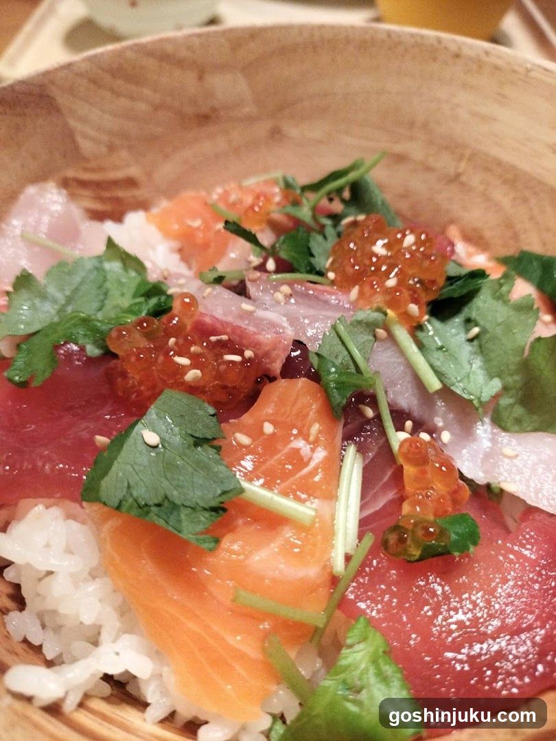 Sashimi Bowl with Caviar and Cilantro