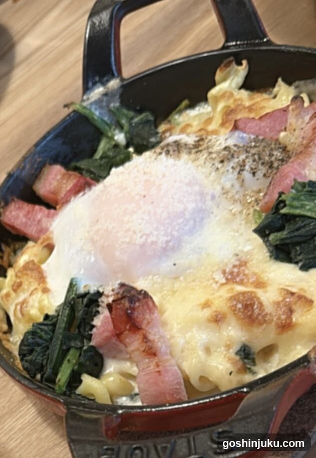Cast Iron Skillet Pasta with Egg and Ham