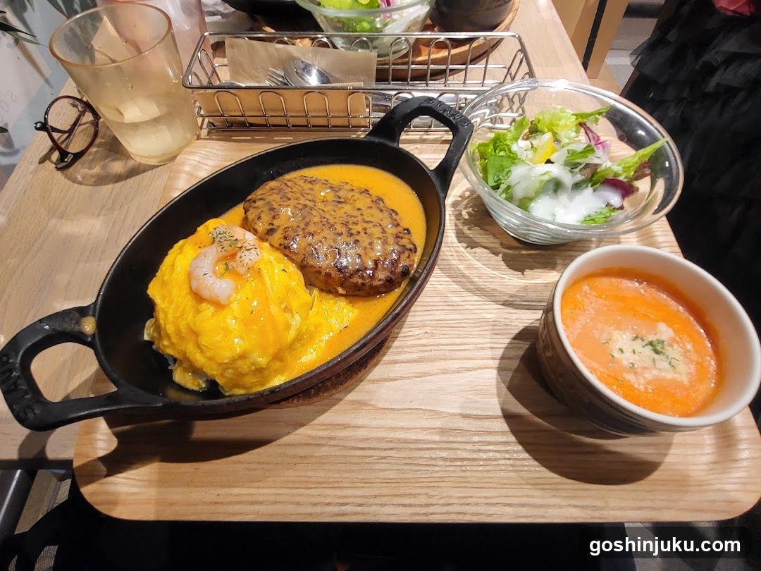 Dinner Table Setting with Steak and Salad