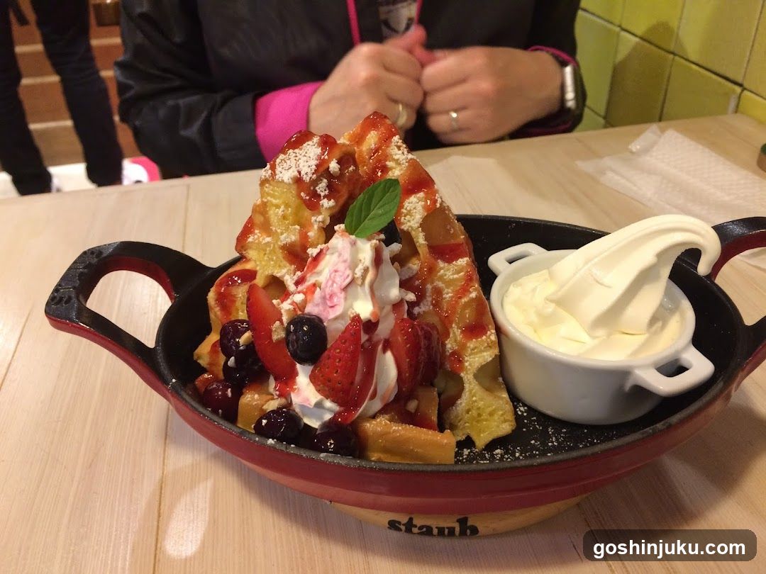 Fruit Topped Waffles with Cream