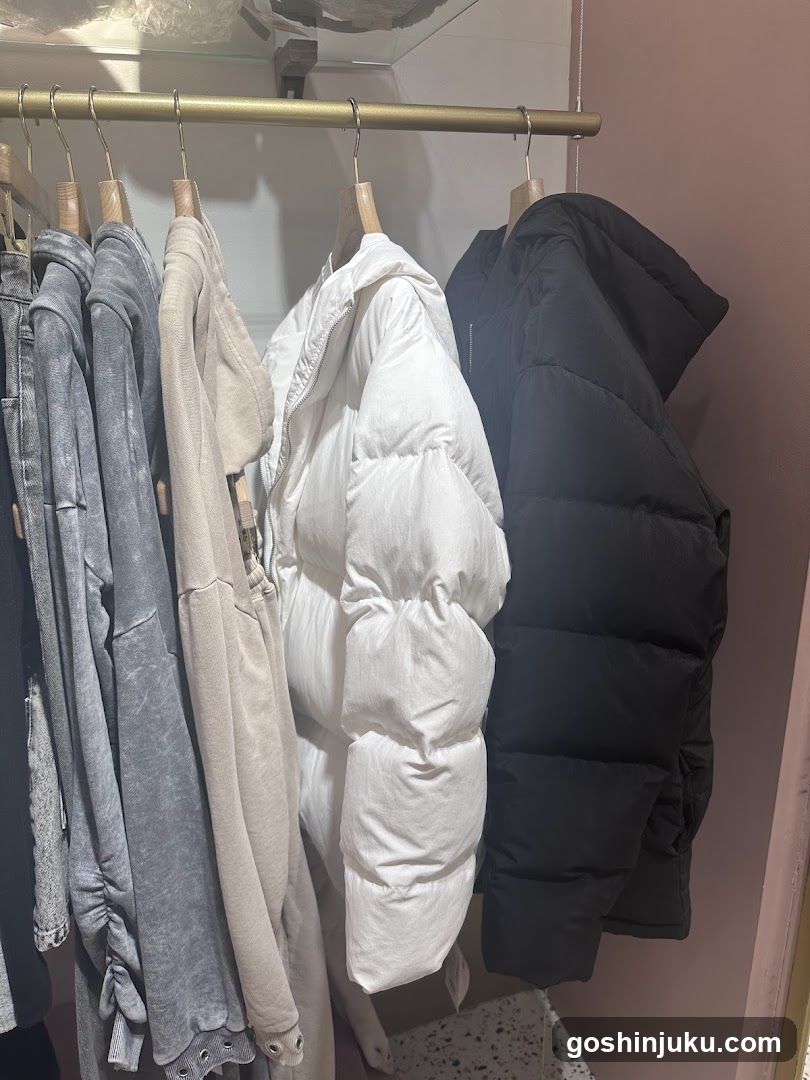 Clothing Rack with Winter Jackets and Coats