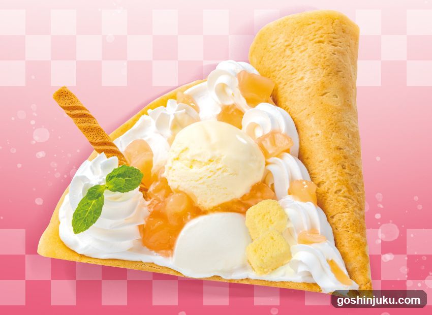 Sweet Dessert Crepe with Ice Cream and Toppings