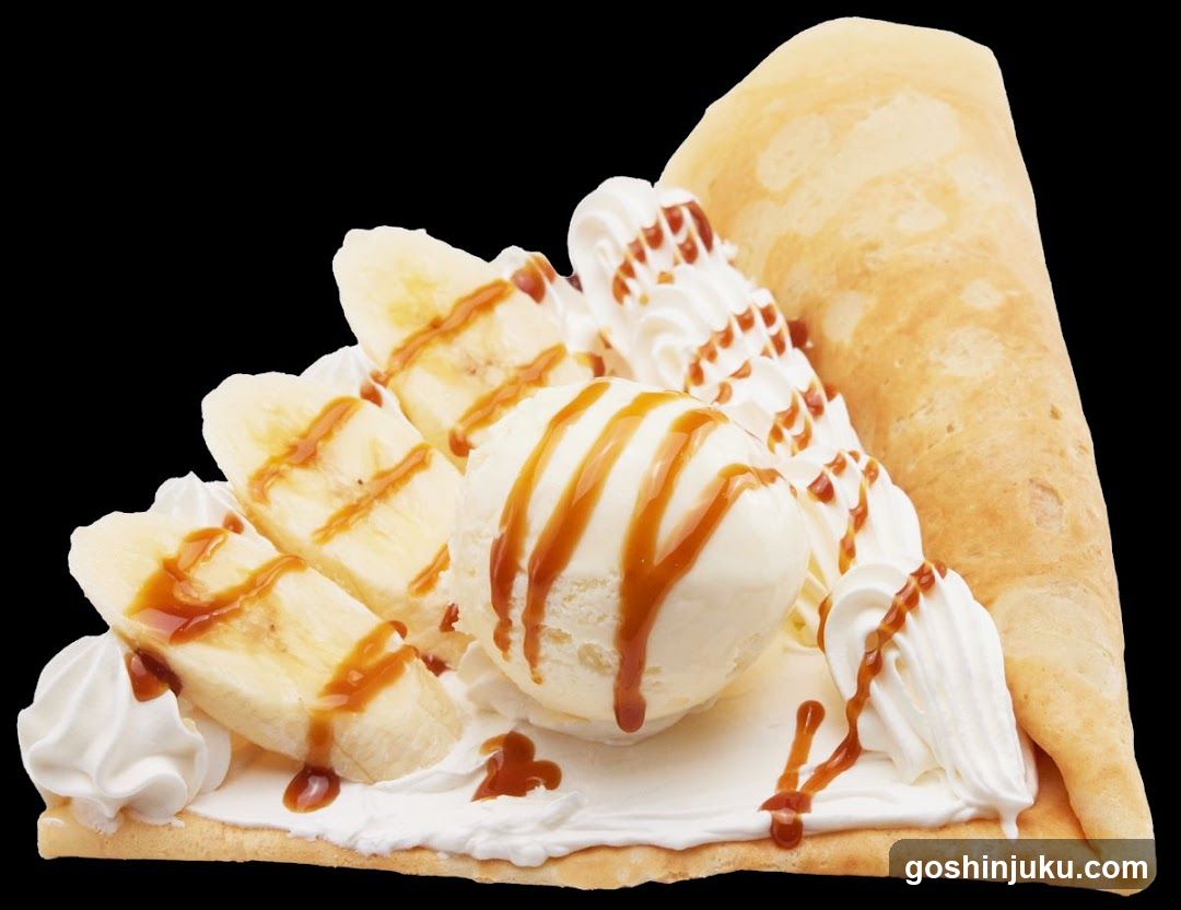 Banana Crepe with Ice Cream and Caramel