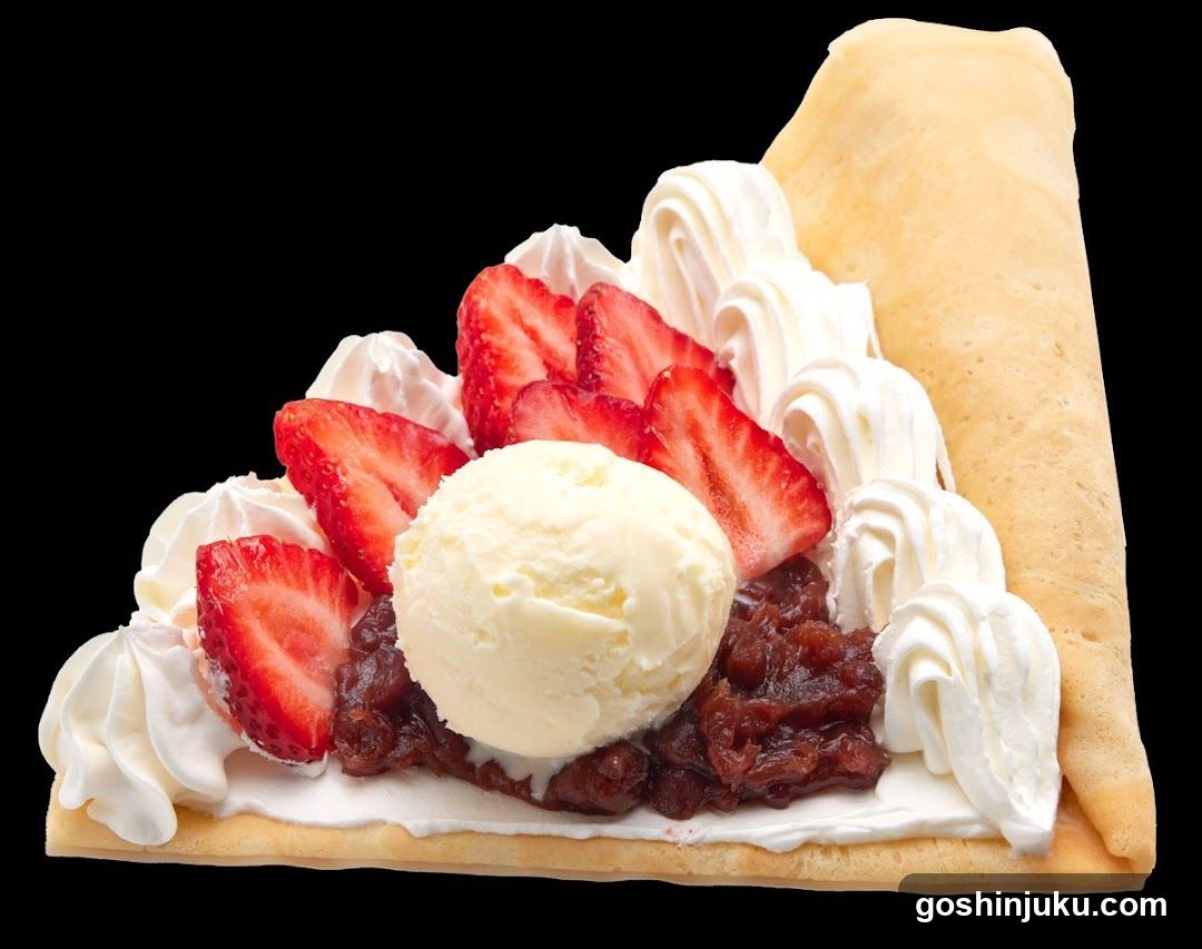 Strawberry Crepe with Ice Cream and Topping