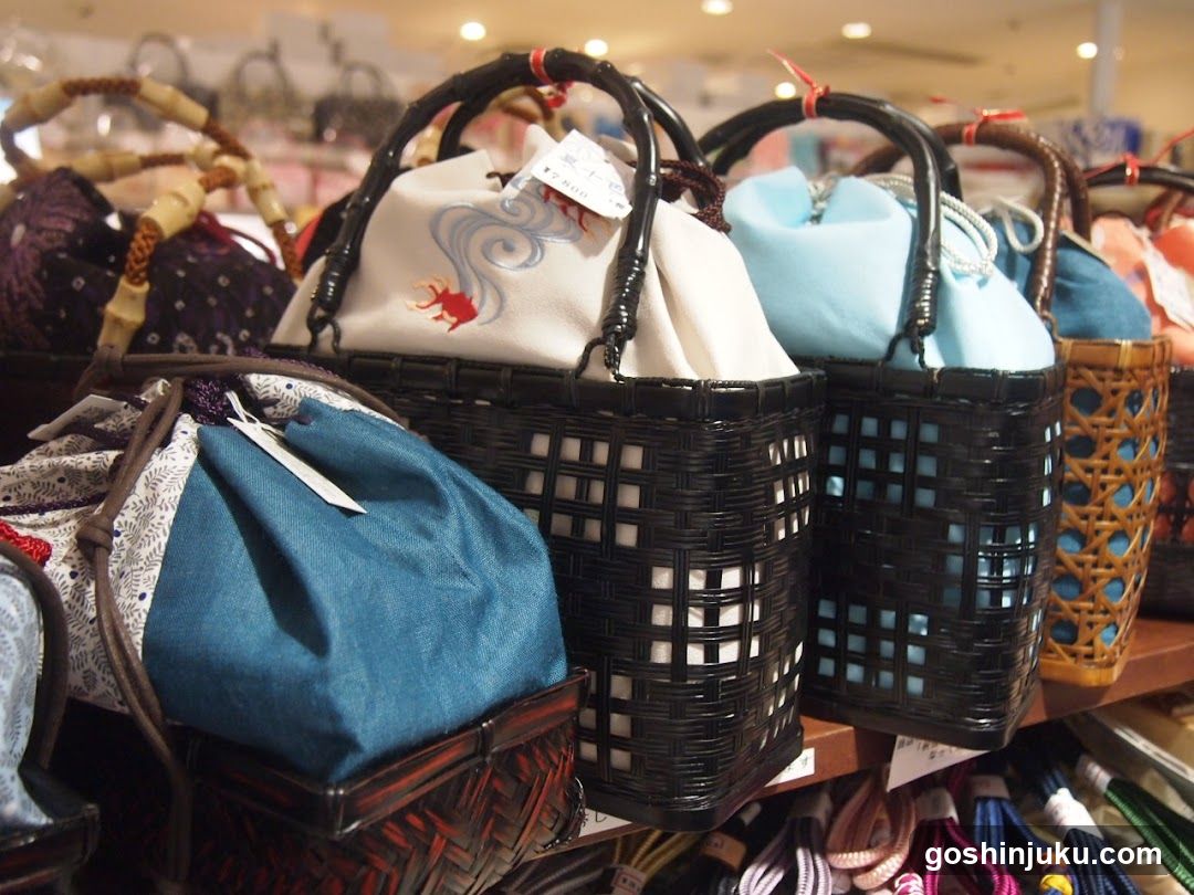 Woven Baskets with Fabric Bags