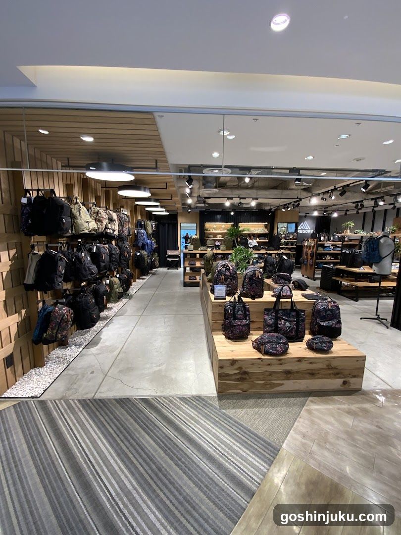 Interior of a backpack store