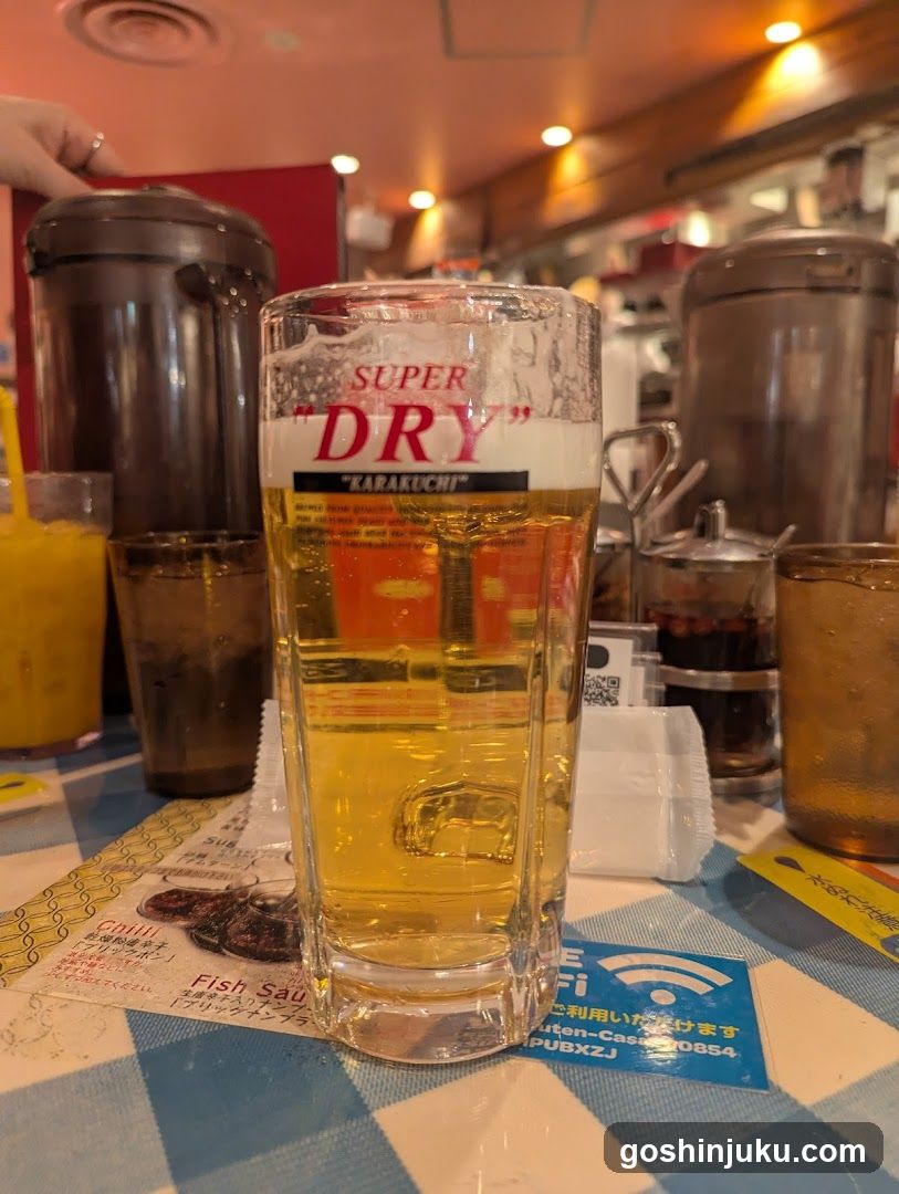 Beer Glass at Restaurant Table