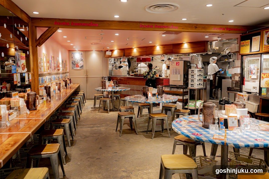 Restaurant Interior with Bar and Kitchen Area