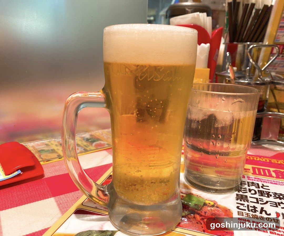 Beer and Water in Japanese Restaurant