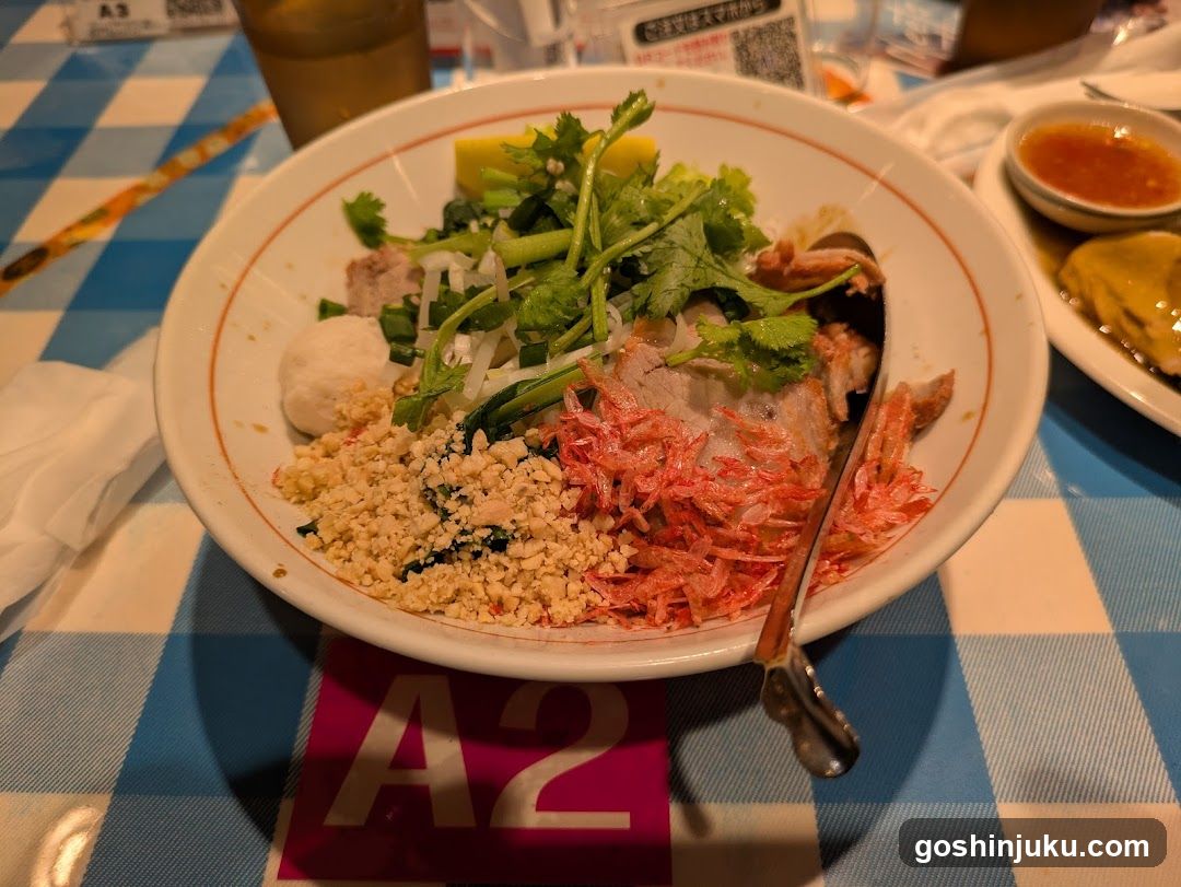 Bowl of Noodle Dish with Garnishes