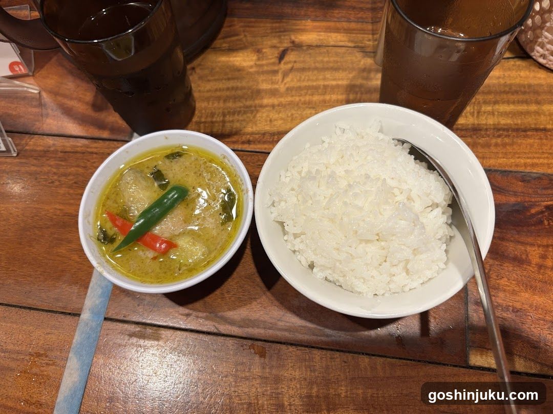 Thailand-style meal with rice and curry