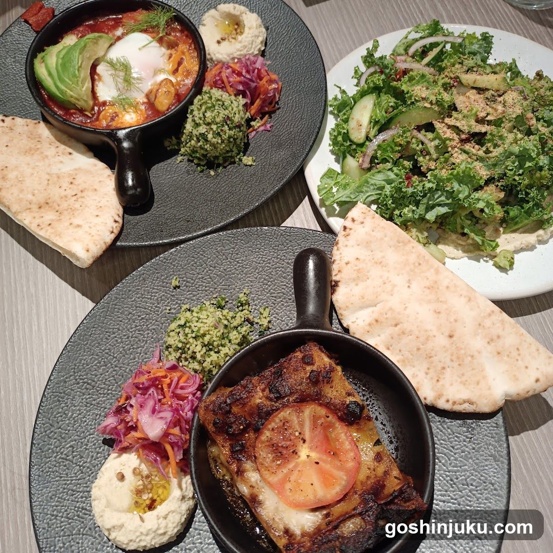 Mediterranean-style meal spread