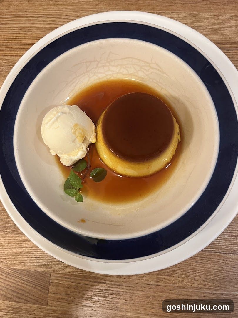 Caramel Custard with Ice Cream
