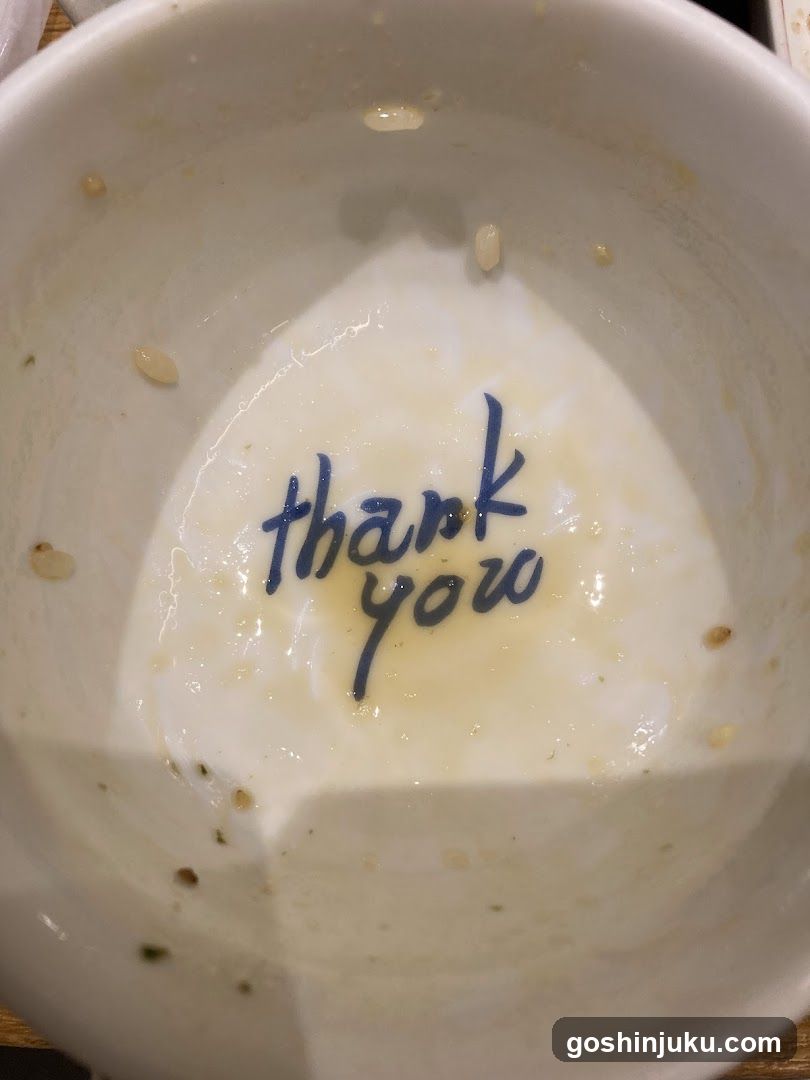 Empty Bowl with 'thank you' Message