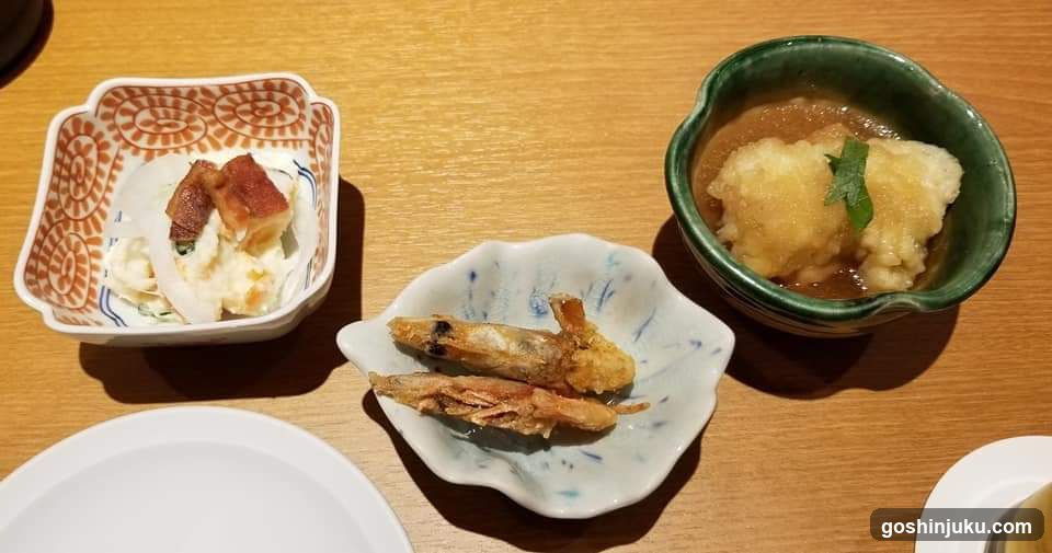 Japanese Appetizers on Wooden Table