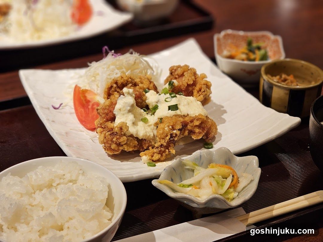 Fried Chicken with Rice and Side Dishes