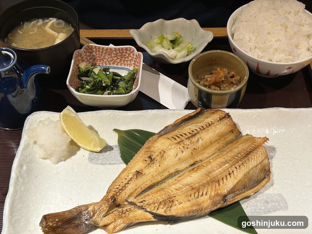 Grilled Fish with Rice and Side Dishes