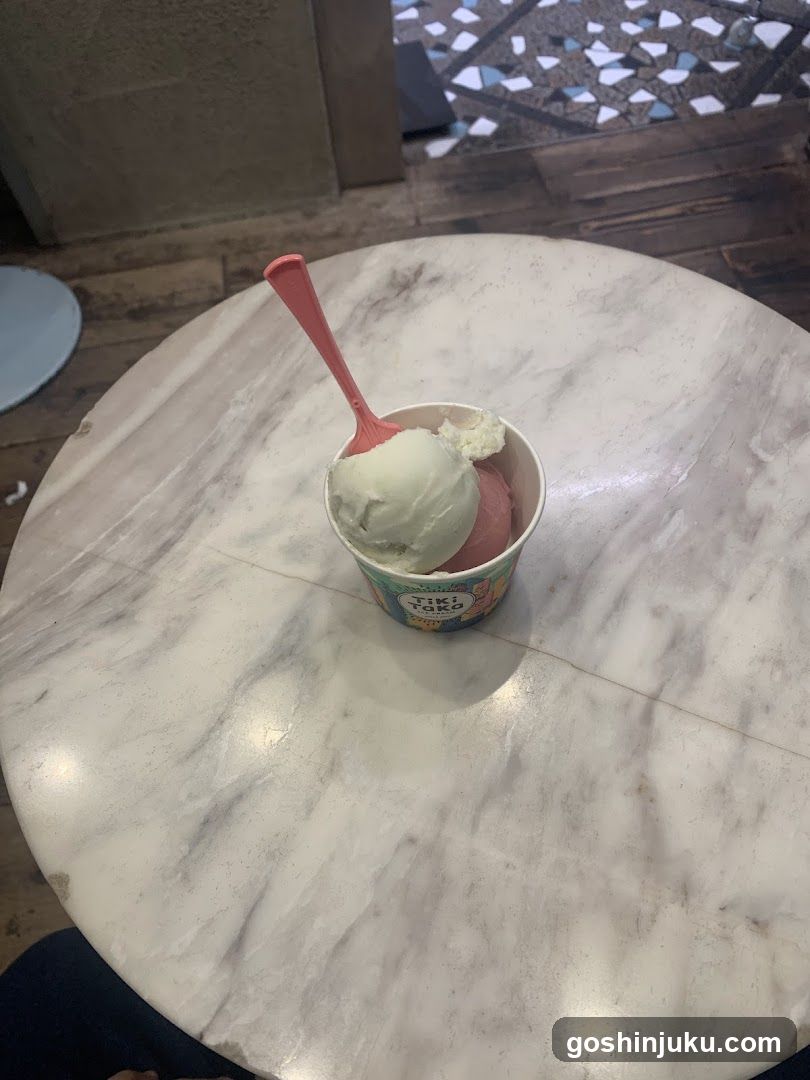 Ice cream cup on marble table