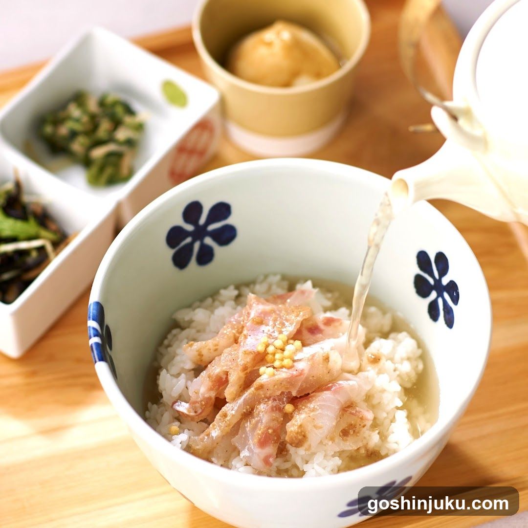 Japanese Rice Bowl with Broth Pouring