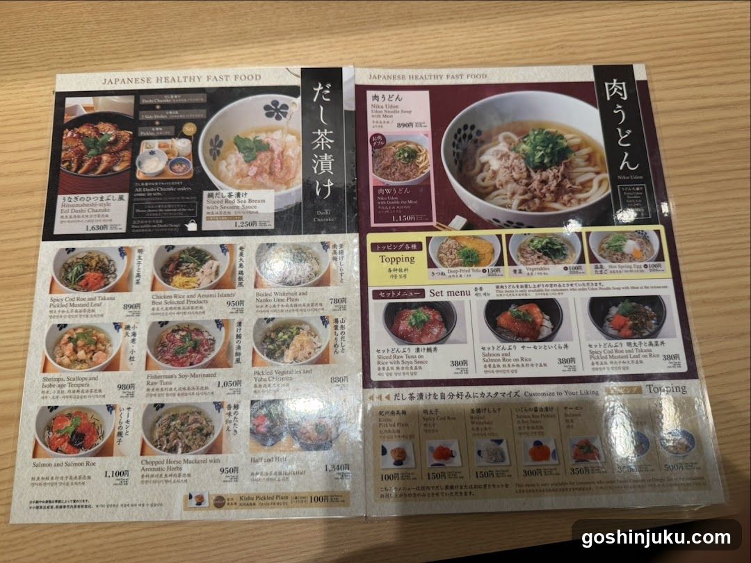 Japanese Healthy Fast Food Menu