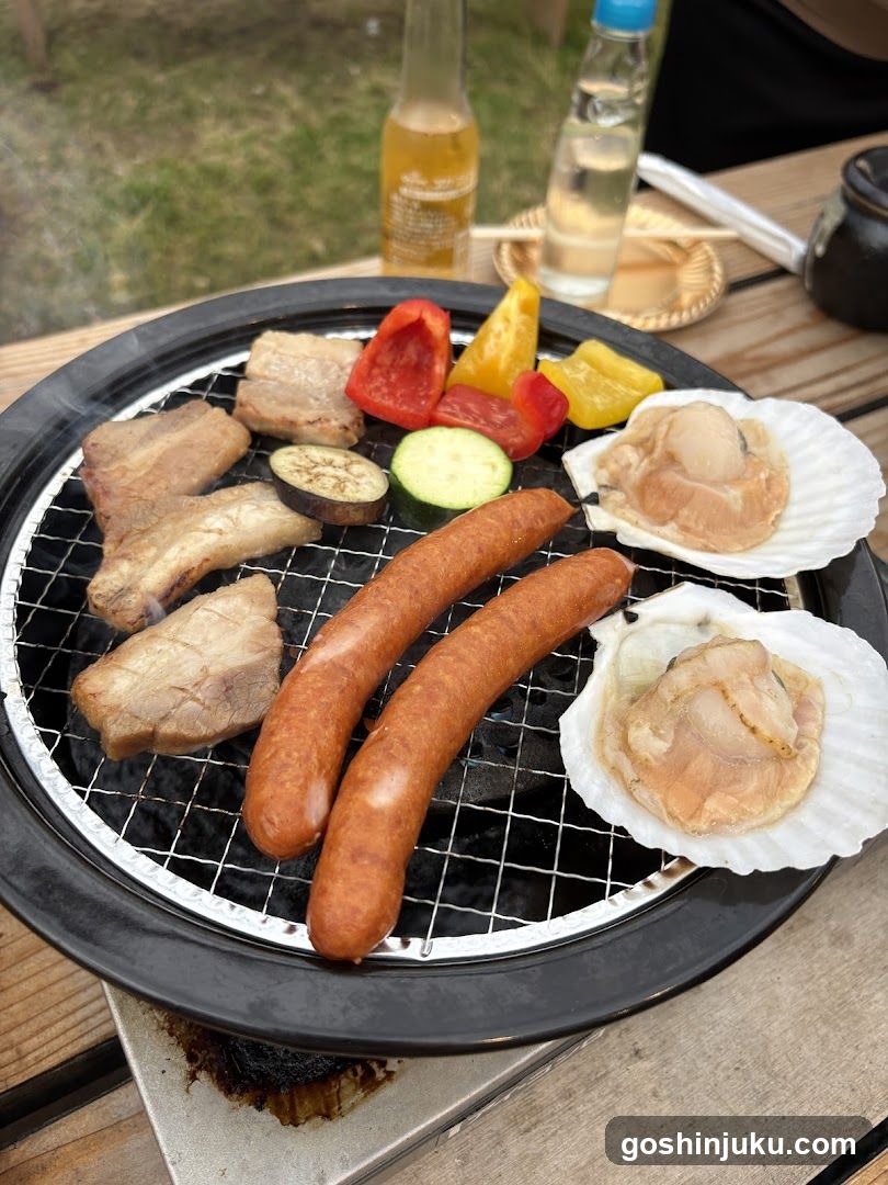 Grilled Food on Outdoor BBQ Grill