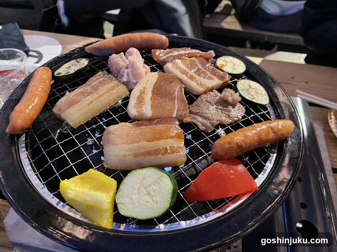 Yakitori and Meat Platter on Grill