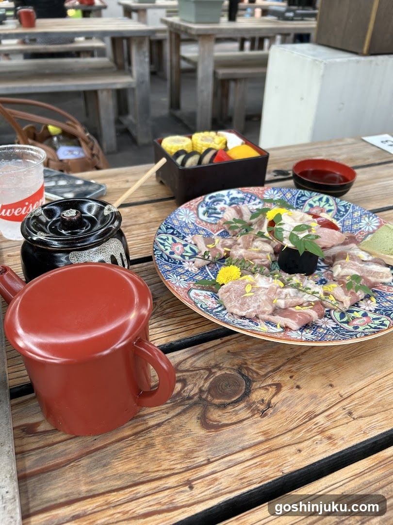Outdoor Dining Table with Japanese Cuisine