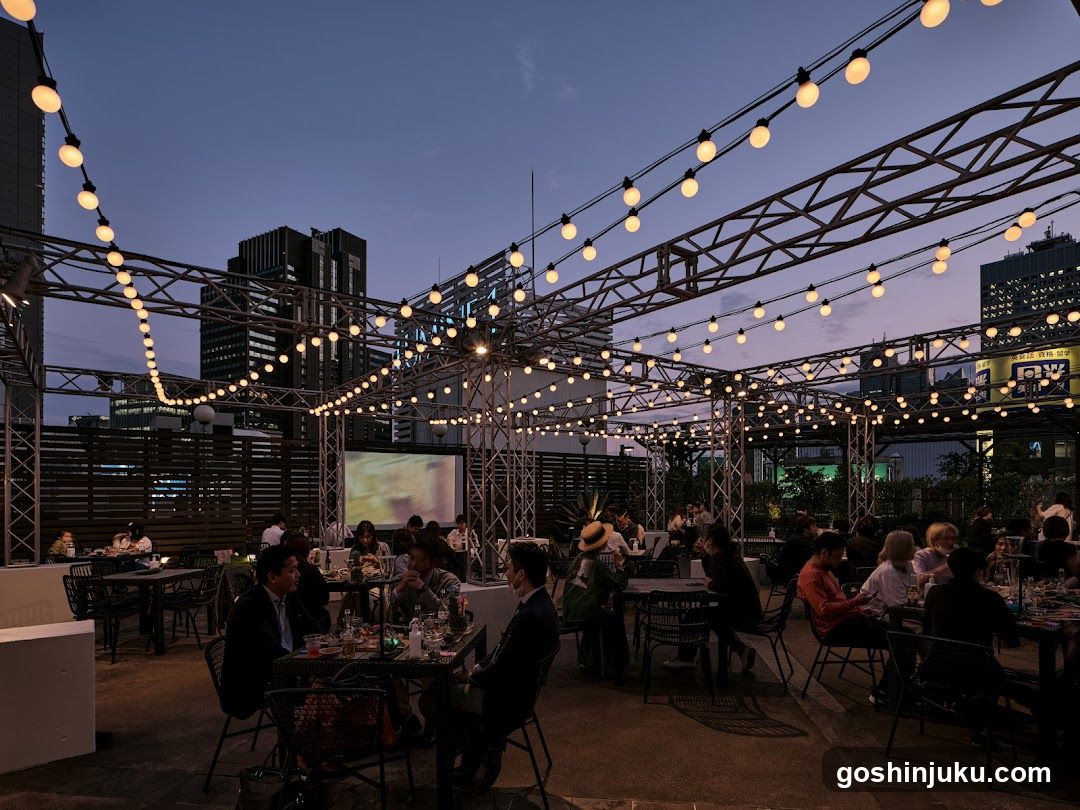 Rooftop Bar Evening Gathering
