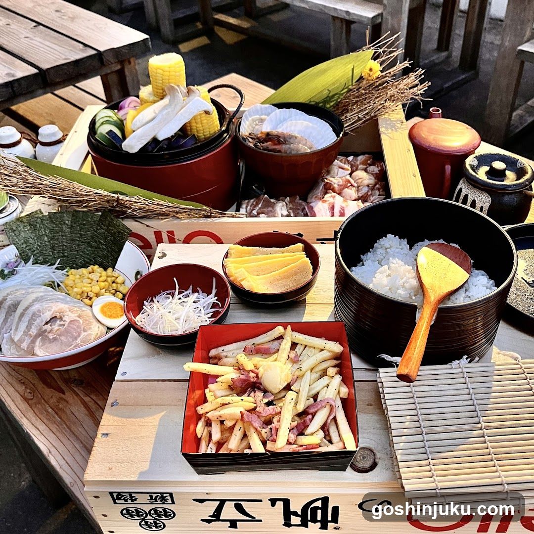 Outdoor Japanese Meal Spread